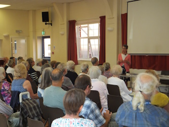 Pauline Rowson talking to the audience at Emsworth